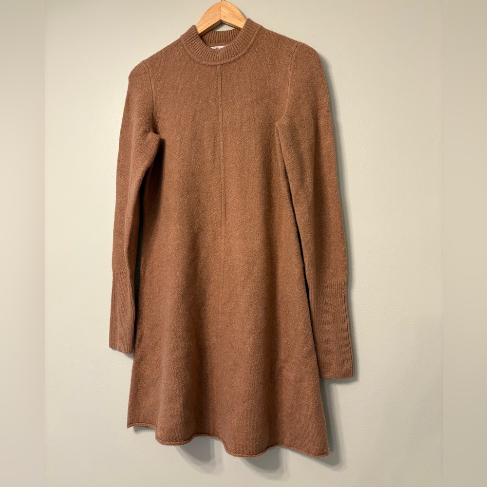 Madewell Brown Long Sleeve Knit A-Line Dress